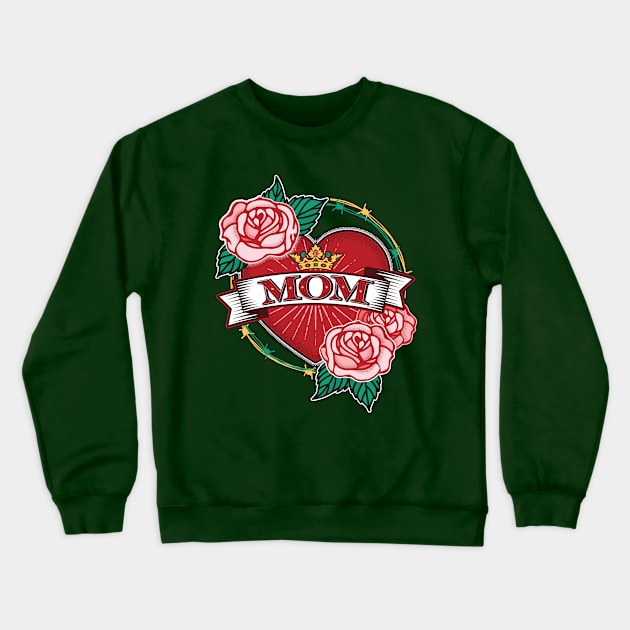 Ornamental Tattoo Style Heart - MOM Crewneck Sweatshirt by wickedpretty